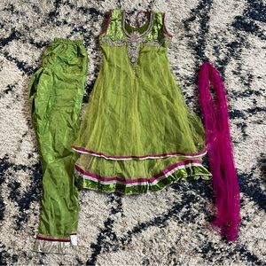 Green and Pink Salwar Kameez